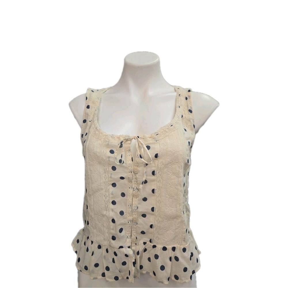 Abercrombie & Fitch Cream Polka Dot Sleeveless Tank Top